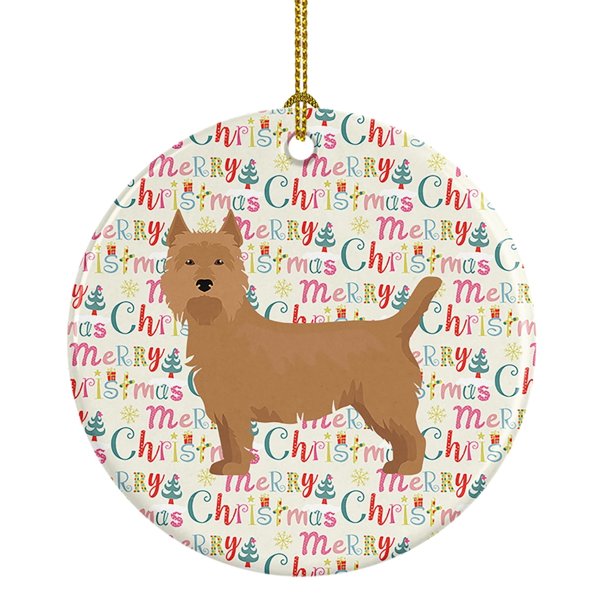 Australian Terrier Merry Christmas Ceramic Ornament 2.8 in x 2.8 in
