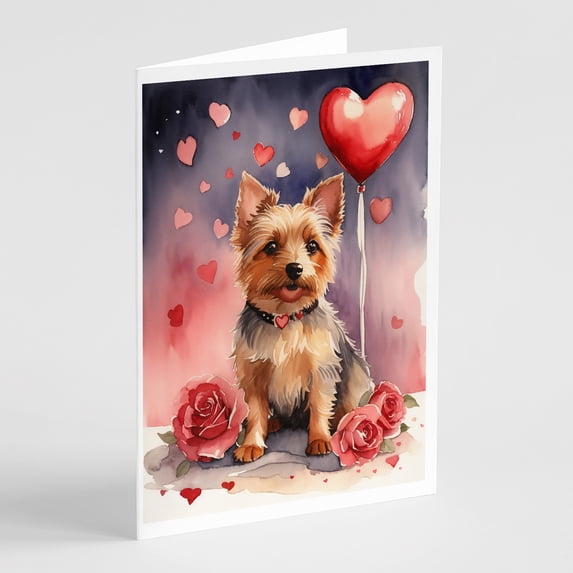 Australian Terrier Valentine Roses Greeting Cards Pack of 8 7 in x 5 in