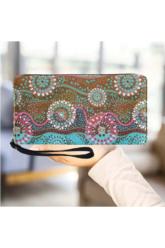 Australian Tribal Designer Fashion Leather Wristlet Wallet High Quality Girls Multi Kinetic Card Holder Outdoor Travel Clutch