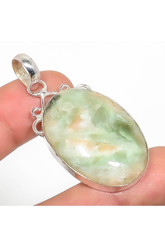 Australian Variscite - Green Turquoise 925 Sterling Silver Pendant 1.95" TP5-187, Beautiful Jewelry For Woman, New Year Sale, Valentin's Day Gift