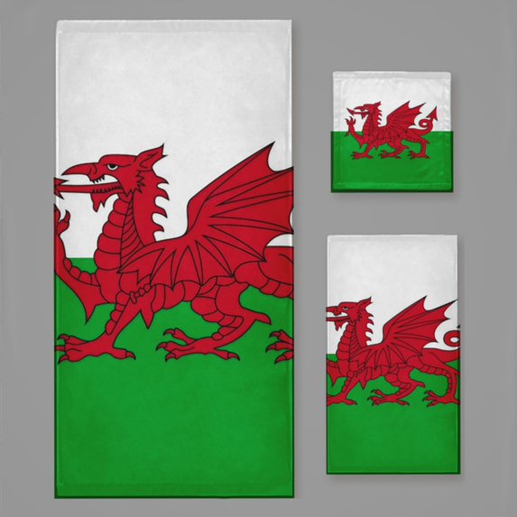 Australian Welsh Heritage Flag Bath Towel Sets For Bathroom Hand Towels Fingertip Towels 3 Piece Soft Absorbent For Bathroom Kitchen Hotel Beach