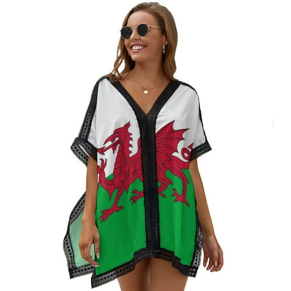 Australian Welsh Heritage Flag Printed Women's Swimsuit Cover Up Summer Swimsuit Dress