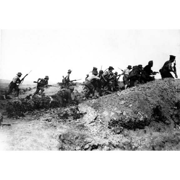 Australian World War I Troops Charging Near A Turkish Trench. When They Got There History (24 x 18)