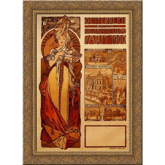 Austria 20x24 Gold Ornate Wood Framed Canvas Art by Mucha, Alphonse
