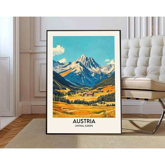 Austria Alpine Landscape Poster, Unframed Paper Poster 8x10in