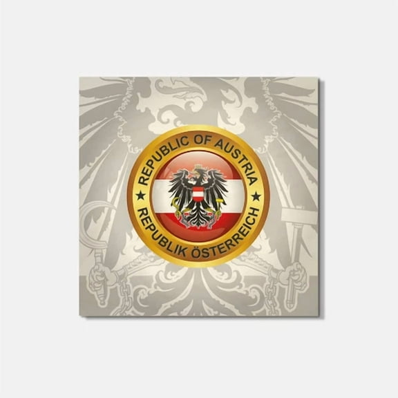 Austria Coat Of Arms Glossy 4'' X 4'' Square Wooden Coaster