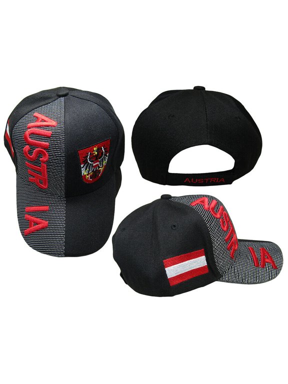 Austria Country Black Red Letter Crest Patch On Side Embroidered Hat Cap