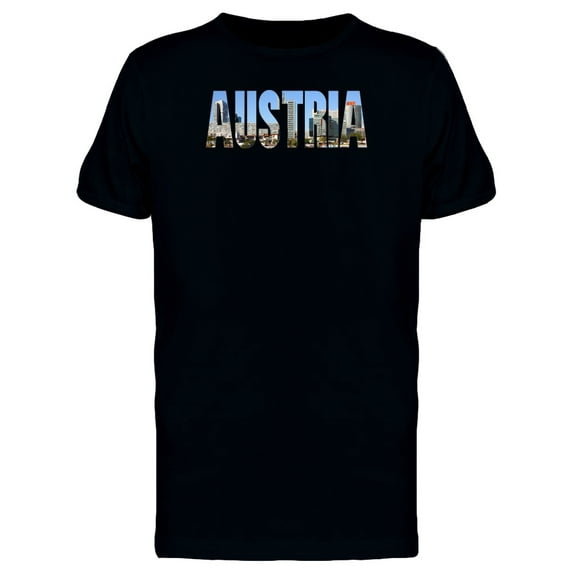 Austria Country Name With Photo T-Shirt Men -Image by Shutterstock, Male 3X-Large