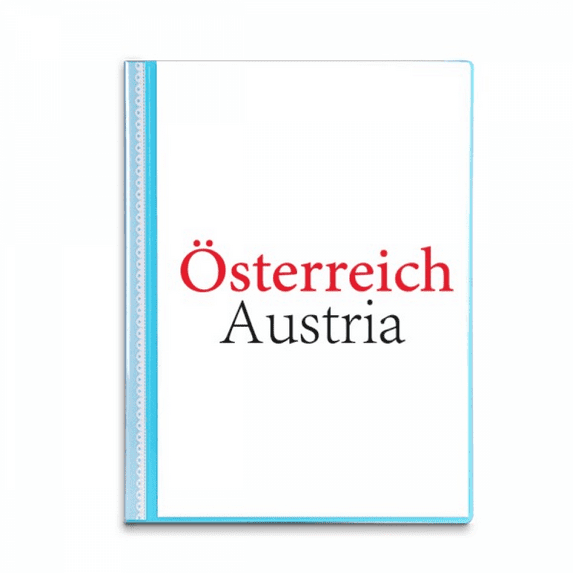 Austria Country Text English National Book Sheet Protectors Portfolio Binder Folder