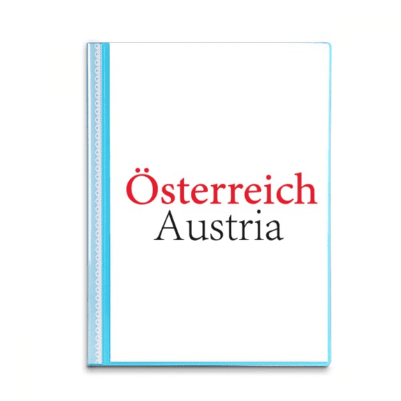 Austria Country Text English National Book Sheet Protectors Portfolio Binder Folder