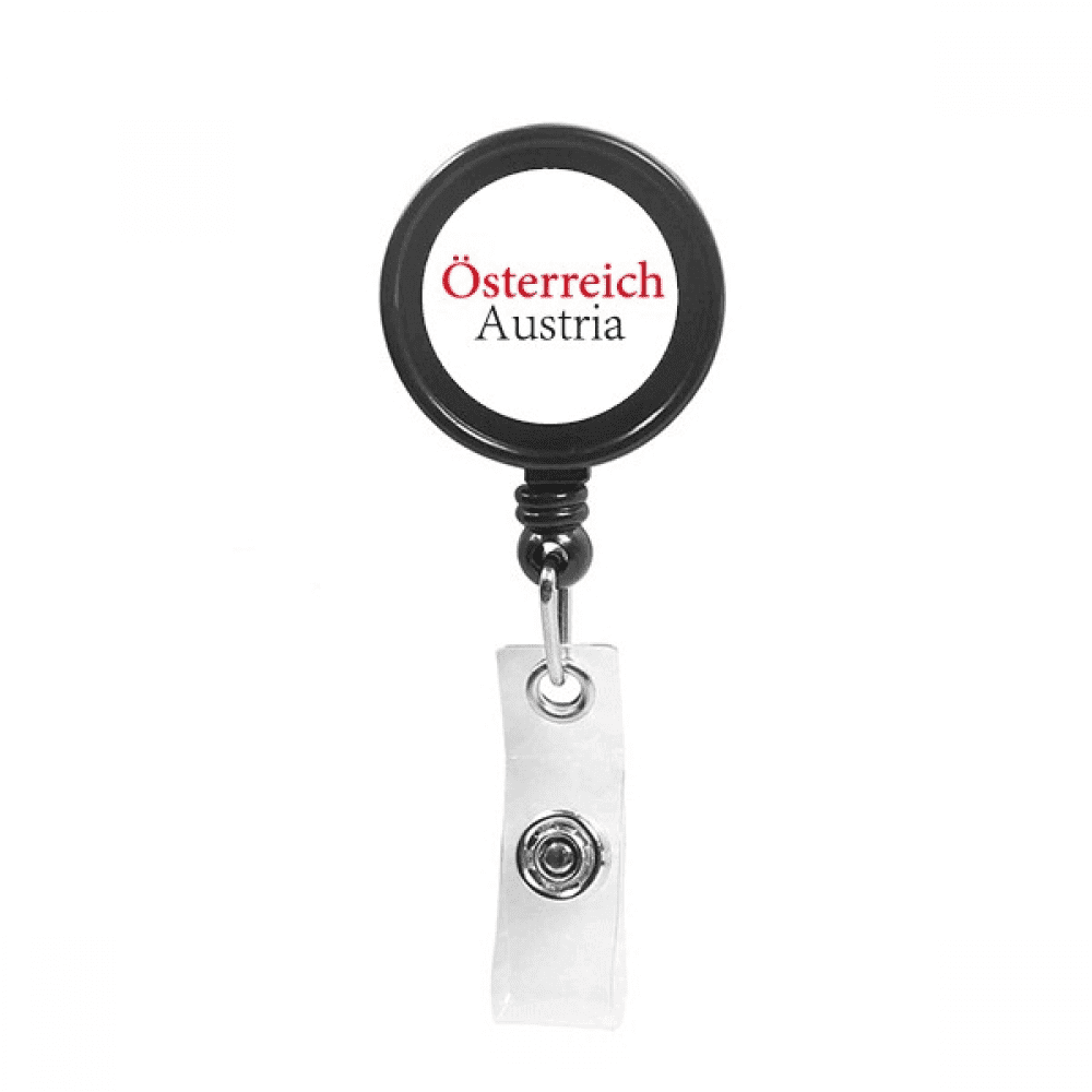 Austria Country Text English National Retractable Keychain Badge Holder ID Badge