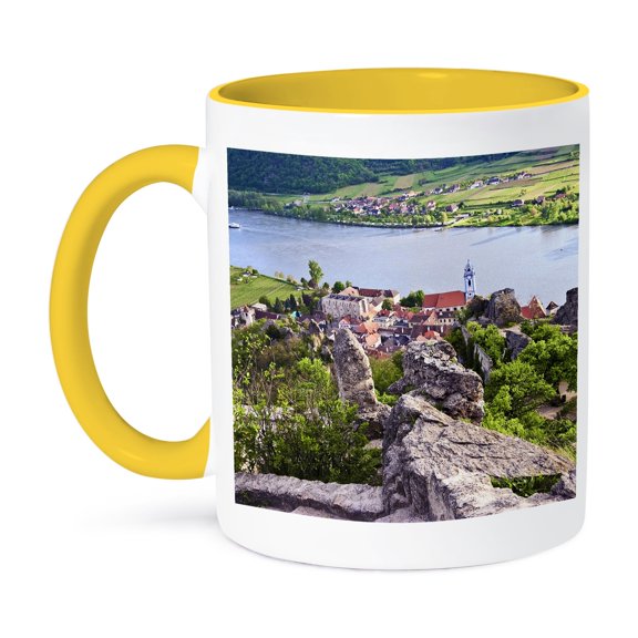 3drose, Austria, Durnstein, Wachau Valley, Danube River - Eu03 Mgl0036 - Miva Stock, 11oz Two-tone Yellow Mug