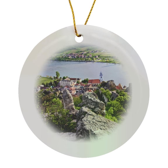 3drose, Austria, Durnstein, Wachau Valley, Danube River - Eu03 Mgl0036 - Miva Stock, Circle Porcelain Ornament