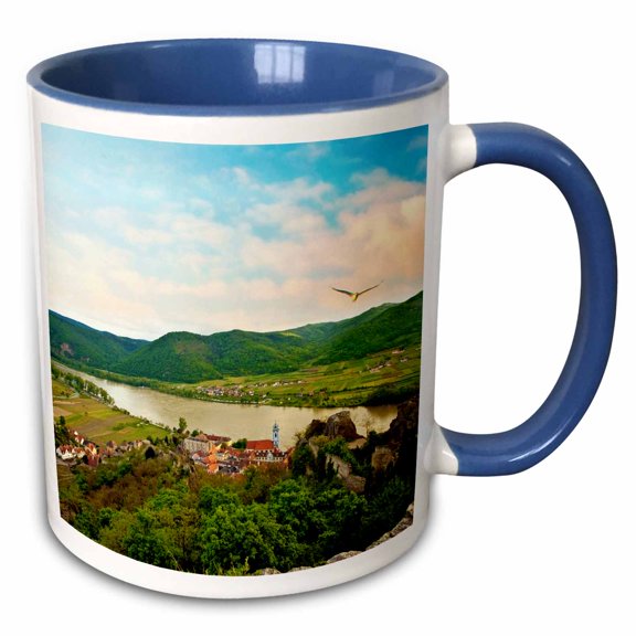 3drose, Austria, Durnstein, Wachau Valley, Danube River - Eu03 Mgl0043 - Miva Stock, 11oz Two-tone Blue Mug