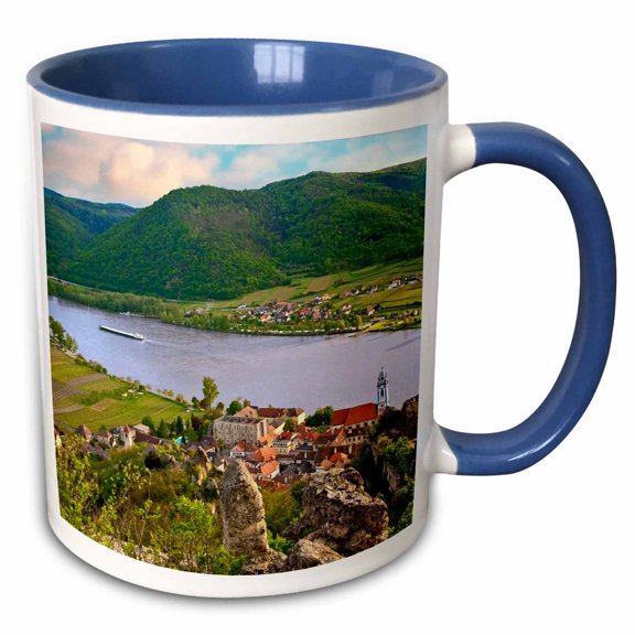 3drose, Austria, Durnstein, Wachau Valley, Danube River - Eu03 Mgl0044 - Miva Stock, 11oz Two-tone Blue Mug