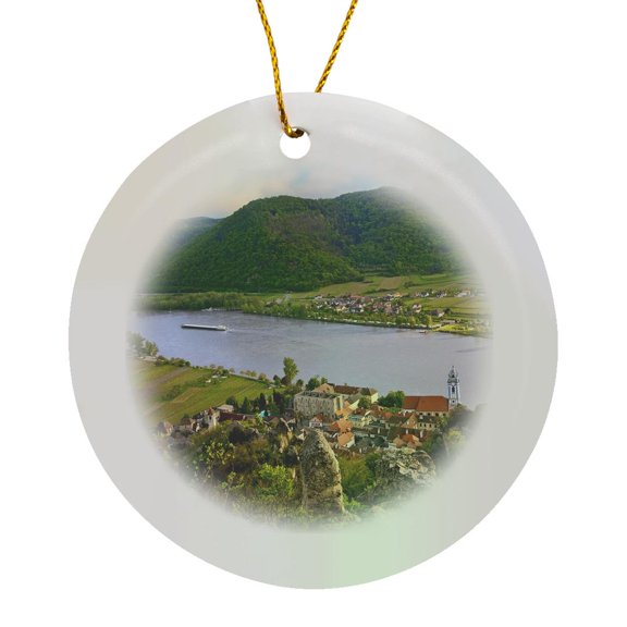 3drose, Austria, Durnstein, Wachau Valley, Danube River - Eu03 Mgl0044 - Miva Stock, Circle Porcelain Ornament