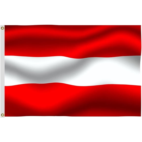 Austria Flag 2x3 FT, Outdoor Polyester Flags, Austrian National Flags - Double Stitched Polyester Flags with Brass Grommets and Stronger Header. (2X3)
