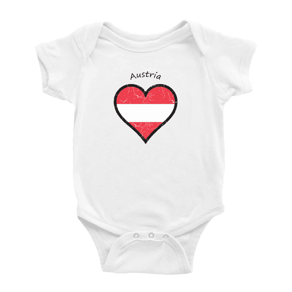 Austria Flag Heart Love Funny Baby Clothing Bodysuits Boy Girl Clothes
