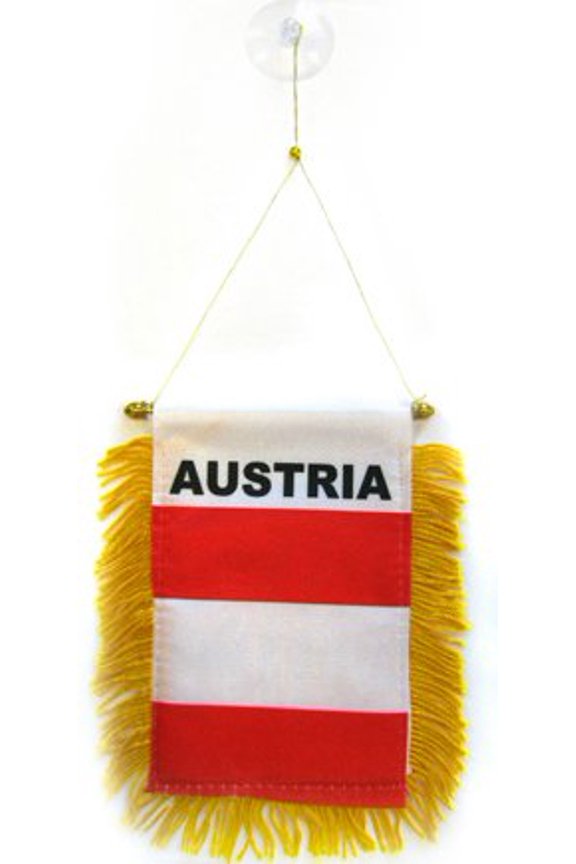 Austria Pennant 4x6 in Austrian 100D Polyester Suction Cup 15x10 cm