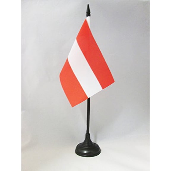 Austria Table Flag 4'' x 6'' plastic stick and base