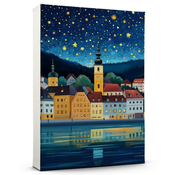 Austria Travel Canvas Art Print, Austria country Canvas Wall art, Austria Travel Canvas Starry Night, Austria country Decor Travel Artwork - 95AZ75