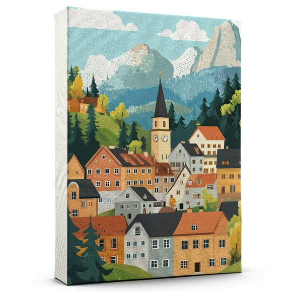 Austria Travel Canvas, Vintage City Canvas Austria country Canvas Wall Art, Austria Canvas Colorful, Austria country Picture Canvas - 104AZ80