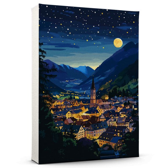 Austria Travel Starry Night Canvas Print, Austria country Canvas Wall art, Austria Map Canvas, Austria country Travel Art Picture Print -96AZ75