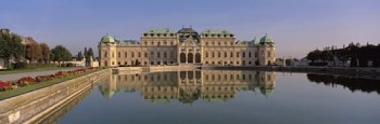 Austria Vienna Belvedere Palace View of a manmade lake outside a vintage building Canvas Art - Panoramic Images (36 x 12)