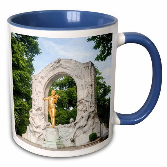 3drose, Austria, Vienna, Stadtpark, Johann Strauss - Eu03 Jen0155 - Jim Engelbrecht, 11oz Two-tone Blue Mug