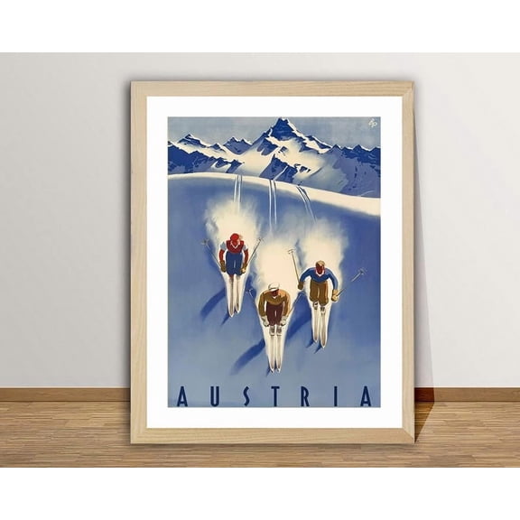 Austria Vintage Ski Poster Retro Wall Art Print Alpine Winter Decor Ski Lodge Artwork 8x12 UNFRAMED