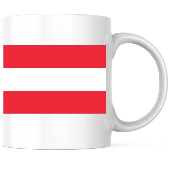 Austria World Flag Coffee Mug - Austria Pride - 11 Ounce Coffee Mug - Printed On Both Sides - Choose from Over 100 Countries - Microwave & Dishwasher Safe - White Handle & Interior - BMCM00818