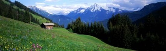Austria Zillertaler cabin Canvas Art - Panoramic Images (36 x 12)