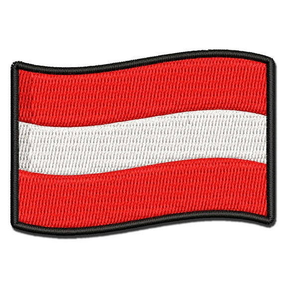 Austria with Waving Flag Cute Applique Multi-Color Embroidered Hook & Loop Patch - 3 Inch Medium