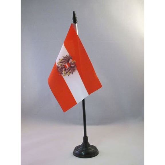 AZ FLAG Austria with eagle Table Flag 4x6 in 100D Polyester Plastic Base