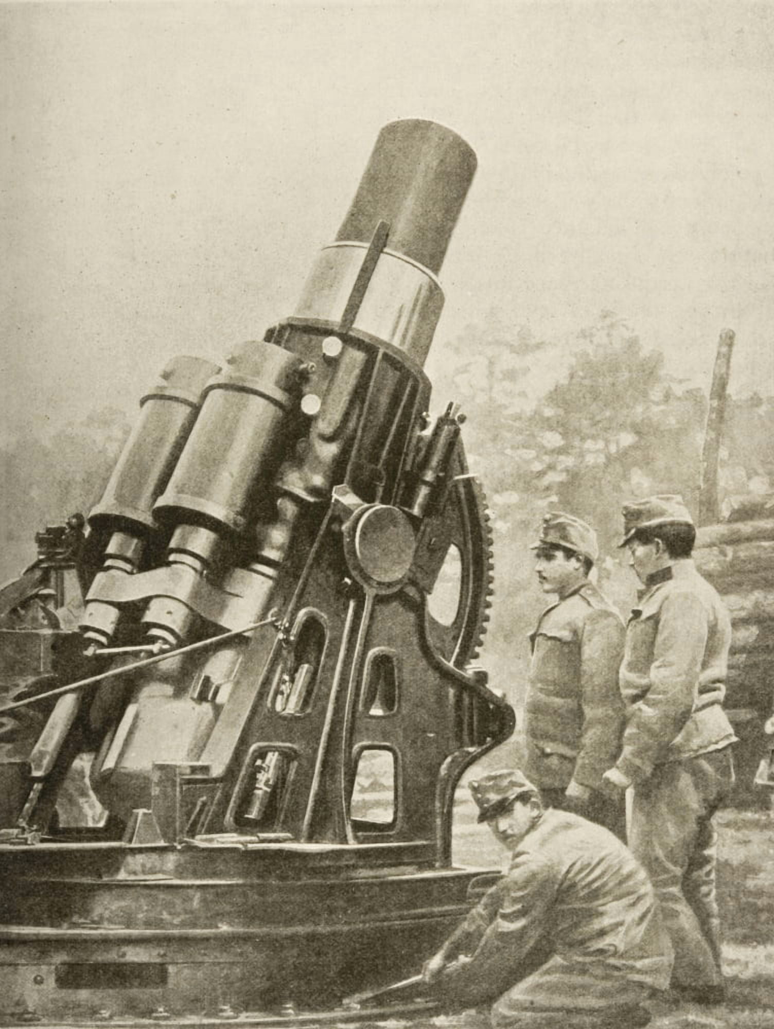 Austrian 12-Inch Siege Howitzer And Mount Weighing Over 28 Tons Manufactured By Skoda Fired 1000 Pounds Shell Canvas Art - Ken Welsh Design Pics (13 x 17)