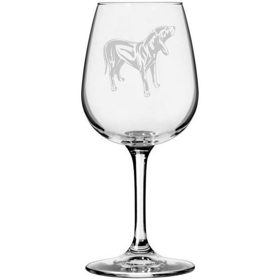 Austrian Black and Tan Hound Dog Themed Etched 12.75oz Libbey Wine Glass