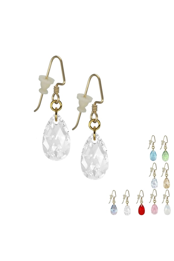 Austrian Crystal 16mm Teardrop Earrings With 14K Gold Filled Earwires - Clear