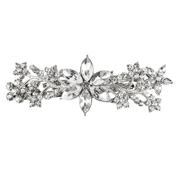 Austrian Crystal Hair Barrettes, Green Rhinestone Flower Hairpins Hair Clips, Sparkly Hairgrip Hair Headwear Accessories for Women Girls