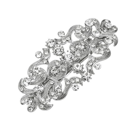 Austrian Crystal Hair Clips, White Sparkly Rhinestones Hairpins Barrettes, Cryatal Hollow out Flower Hairgrip Hair Headwear Hair Accessories for Women Girls
