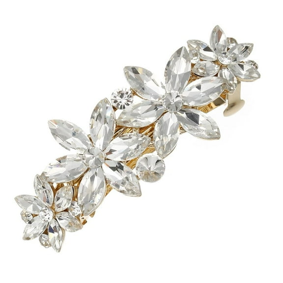 Austrian Crystal Hair Clips, White Sparkly Rhinestones Hairpins Barrettes, Cryatal Hollow out Flower Hairgrip Hair Headwear Hair Accessories for Women Girls