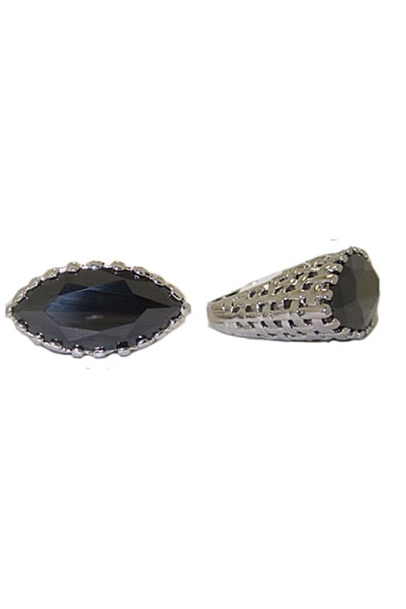 Austrian Crystal Rhodium Jet Black Wholesale Ring