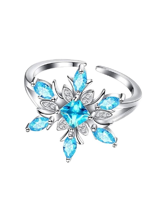 Austrian Crystal Snowflake Ring in Sterling Silver