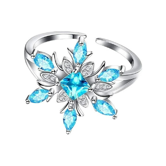 Austrian Crystal Snowflake Ring in Sterling Silver