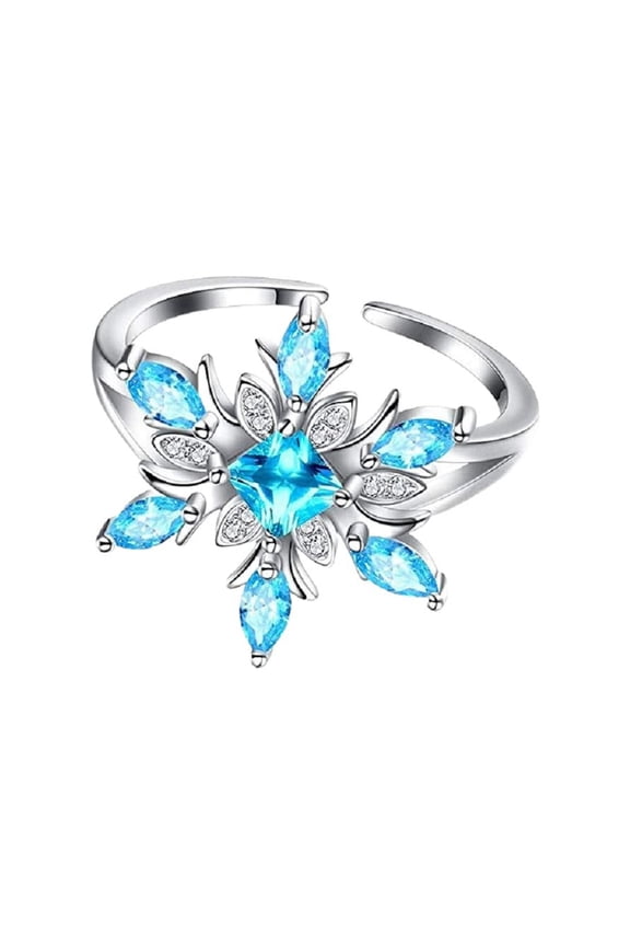 Austrian Crystal Snowflake Ring in Sterling Silver