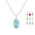 thumbnail image 1 of Austrian Crystal Teardrop Sterling Silver Snake Chain Necklace - Aquamarine Blue, 1 of 5
