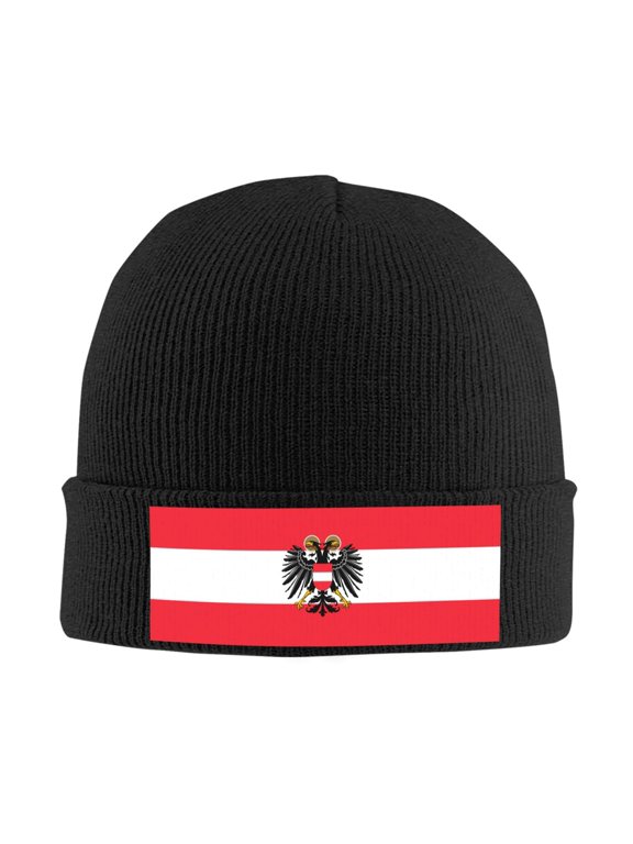 Austrian Flag Beanie Hat Men Women Warm Printed Cap Knit Beanies Hats Outdoor Winter Black