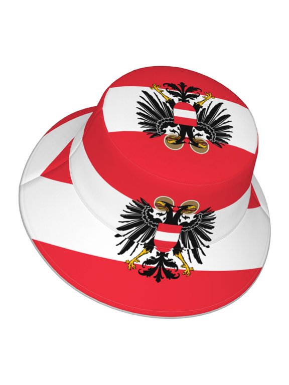 Austrian Flag Bucket Hat With Reflective Stripe For Men Women Reversible Outdoor Travel Hiking Beach Caps