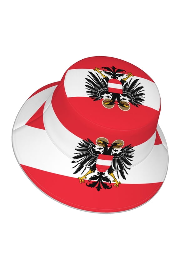Austrian Flag Bucket Hat With Reflective Stripe For Men Women Reversible Outdoor Travel Hiking Beach Caps