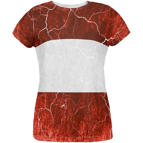 Austrian Flag Distressed Grunge All Over Womens T Shirt Multi MD