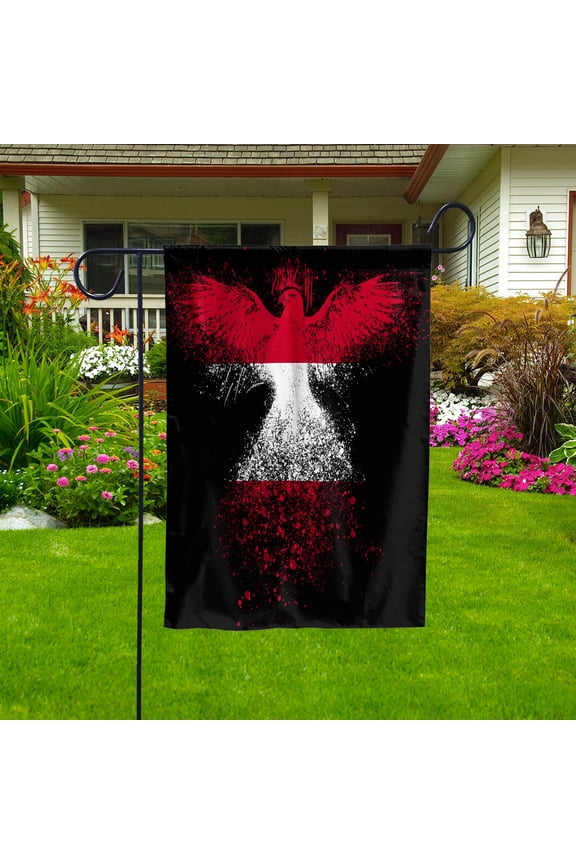 Austrian Flag With Eagle Painting - Proud Austria Garden Flag (11.5x17.5) Double-Sided Decorative Polyester Indoor/Outdoor Flag